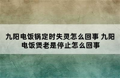 九阳电饭锅定时失灵怎么回事 九阳电饭煲老是停止怎么回事